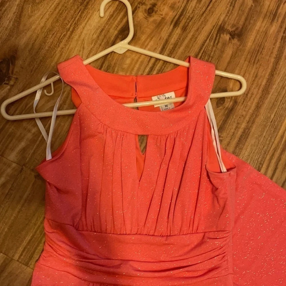 Sweet storm junior women’s  Medium dress gown Coral formal sparkle maxi stretch - Picture 4 of 9